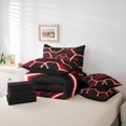 thumbnail image 6 of Manfei Geometric Honeycomb Bedding Comforter Set 7-Piece for Boys, Gradient Black Red Full Bedding Set, Neon Hexagon Fitted Sheet Flat Sheet, Microfiber Bedroom Decor, 6 of 8