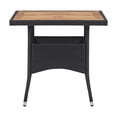 thumbnail image 2 of Outdoor Dining Table, 31 Inch Square Acacia Wood Top Black Rattan Base, 2 of 9