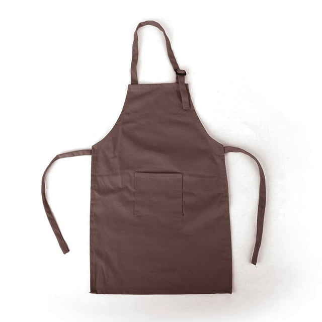 TOPTIE Durable Cotton Canvas Kids Aprons with Pocket, String Adjustable, 23" x 17"-Coffee-12 pack