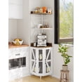 thumbnail image 4 of 68" Grey Corner Bar Cabinet with LED Lights & Power Outlet – 5-Tier Freestanding Wine Rack, Glass Door, Barn Door, Glass Holder, Rustic Industrial Wine Storage for Dining or Living Room – Color: Grey, 4 of 7