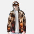 thumbnail image 4 of Goofa Realistic Flower Cow Printed Women's UPF 50+ Sun Protection Hoodie Jacket Lightweight Long Sleeve Sun Shirt for Women with Pocket Hiking Outdoor-3X-Large, 4 of 9