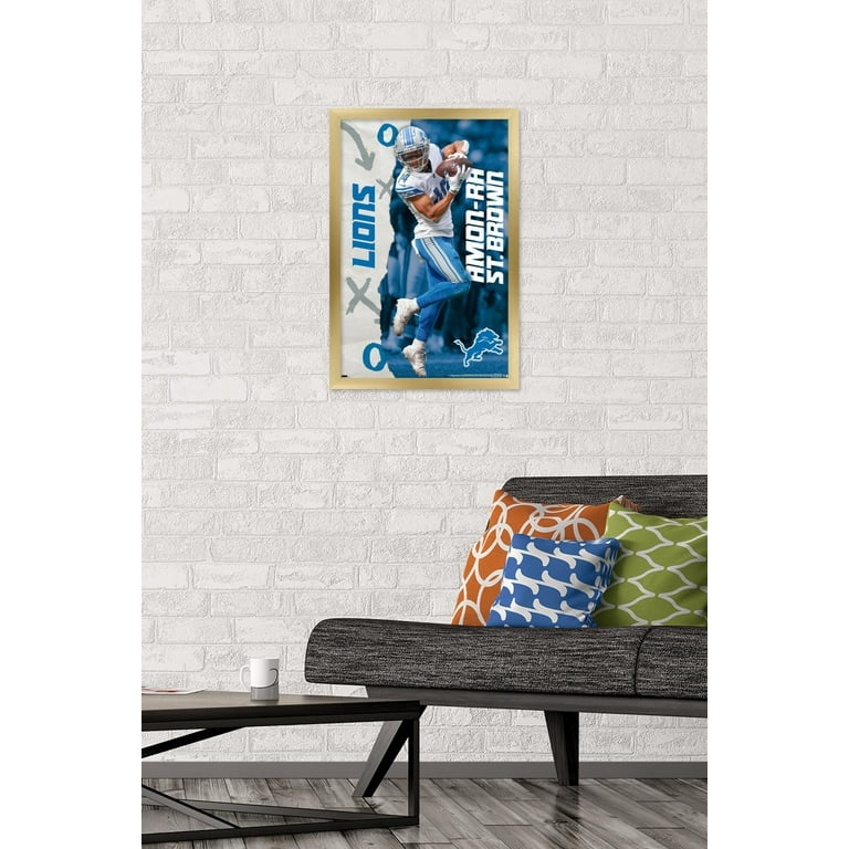 Amon-Ra St. Brown SUPERSTAR Detroit Lions NFL Football Action 22x34 Wall  POSTER