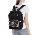 thumbnail image 5 of Sunveno Embroidered Backpack Diaper Bag Travel Backpack, Black Flower, 5 of 5