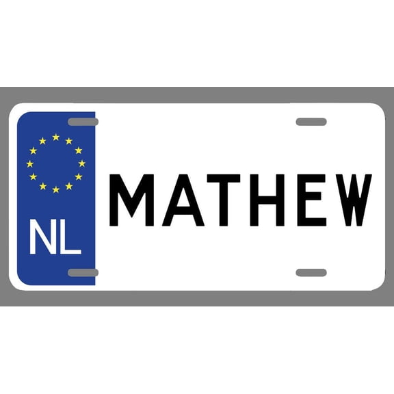 Mathew Name Euro Style License Plate Tag Vanity Novelty Metal | UV Printed Metal | 6-Inches By 12-Inches | Car Truck RV Trailer Wall Shop Man Cave | NP1168