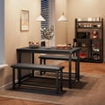 thumbnail image 2 of Dining Table Set for 4, Kitchen Table with Upholstered Bench, Rectangular Dining Room Table Set with 2 Benches, 3Pcs Kitchen Table Set for Small Space, Apartment, Studio, Rustic Black, 2 of 7