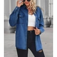 thumbnail image 4 of Chouyatou Women's Spring Long Sleeve Denim Jean Shirts Button Down Shirt Business Casual Tops, 4 of 5