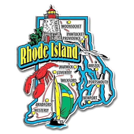 Rhode Island Motto - Rhode Island Jumbo State Map Fridge Magnet