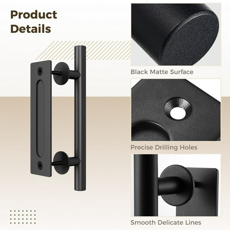 Barn Door Pull Handle Set Matte Black