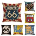 thumbnail image 5 of Ludlz Vintage Route 66 Linen Pillow Case Soft Cushion Cover Sofa Home Office Decor, 5 of 8