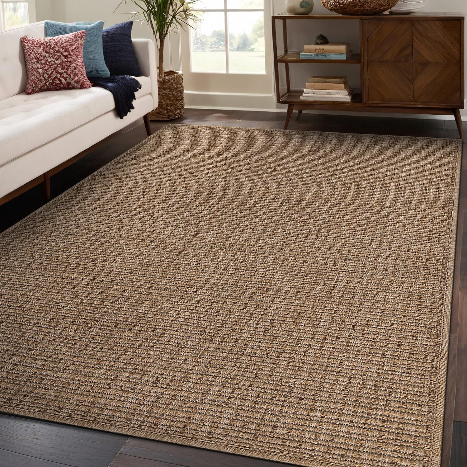 Beverly Rug Easy Jute Outdoor Indoor Non Shedding Easy-Cleaning Rug Natural 8x10