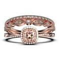 thumbnail image 1 of Twisted Infinity Band Dazzling Boho & hippie 2.00 Carat Round Cut Morganite And Diamond Moissanite Engagement Ring, Classic Wedding Ring in 10k Solid White Gold, Gift For Wife, Trio Rings, 1 of 4