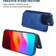 thumbnail image 4 of Funda tipo cartera con tarjetero para iPhone 15, de piel sintética con función atril y ranuras para tarjetas (azul), 4 of 5