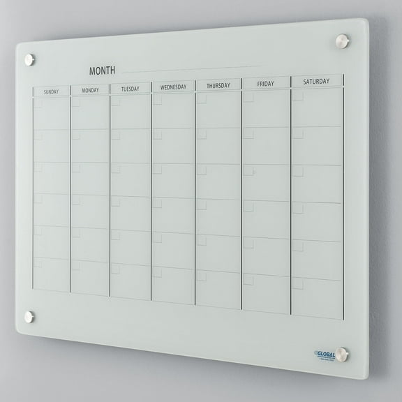 Global Industrial 695510 Magnetic Glass Calendar Whiteboard, 36 x 24 in. - White