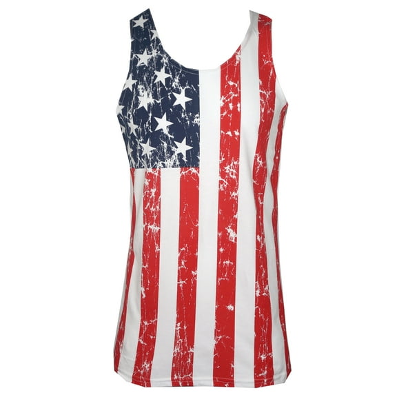 American Flag Distressed Men's Tank Top White S