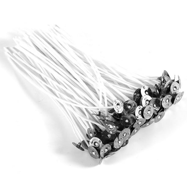 Mechas para Velas, 100 Unidades De Mechas para Velas con Bajo Nivel De Humo 5,5 Pulgadas Base De AlgodóN Natural Mecha para Velas con Dispositivo De Centrado De Mechas para Velas Y Bricolaje Ecomeon no