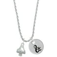 thumbnail image 1 of Delight Jewelry Silvertone 3-D Mushroom with Clear Crystals Silvertone Script Initial Disc - & - Charm Necklace, 20"+3", 1 of 4