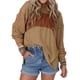 thumbnail image 1 of Blusas de Larga para Mujer, de Gran Tamaño, Modernas, con Cuello Redondo, Informales, con Bloques de Color. Caqui L, 1 of 6