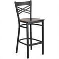 thumbnail image 2 of Flash Furniture HERCULES Series Black ''X'' Back Metal Restaurant Barstool - Walnut Wood Seat, 2 of 7