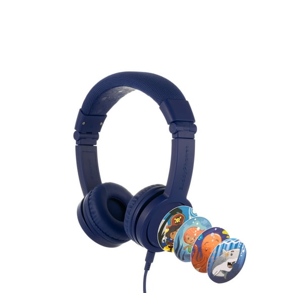 Audífonos Buddyphones Alámbricos Explore+ para niños con control de audio seguro color Azul Rey