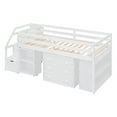thumbnail image 5 of Twin Size Loft Bed with Retractable Writing Desk and 3 Drawers, Wooden Loft Bed with Storage Stairs and Shelves, White, 5 of 6