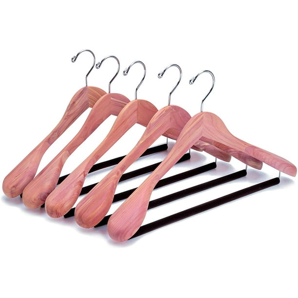 Danhaei 5 Pack American Red Cedar Wood Coat, Suit Hangers with Extra