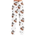 thumbnail image 7 of OIOLOYJM Halloween Wide Pants for Women Cute Pumpkin Sleep Comfy Party Pajama Pants Stretch Casual Elastic Waist Loungewear White L, 7 of 7