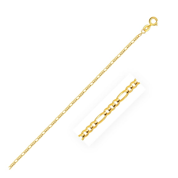 ARAIYA JEWELRY 14K Yellow Gold 1.27 mm Solid Figaro Chain 24'' for Women