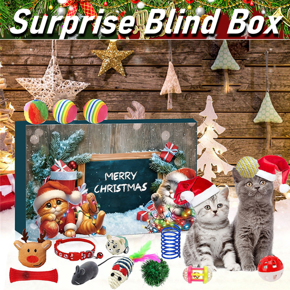 Christmas Advent Calendar 2025 for Cats - 24Pcs Interactive Cat Toys, Cat Feather Teaser, Catnip Fish, Mice, Balls, Bells & Collars, 24 Days Countdown, Xmas Gifts for Cat Lovers Women