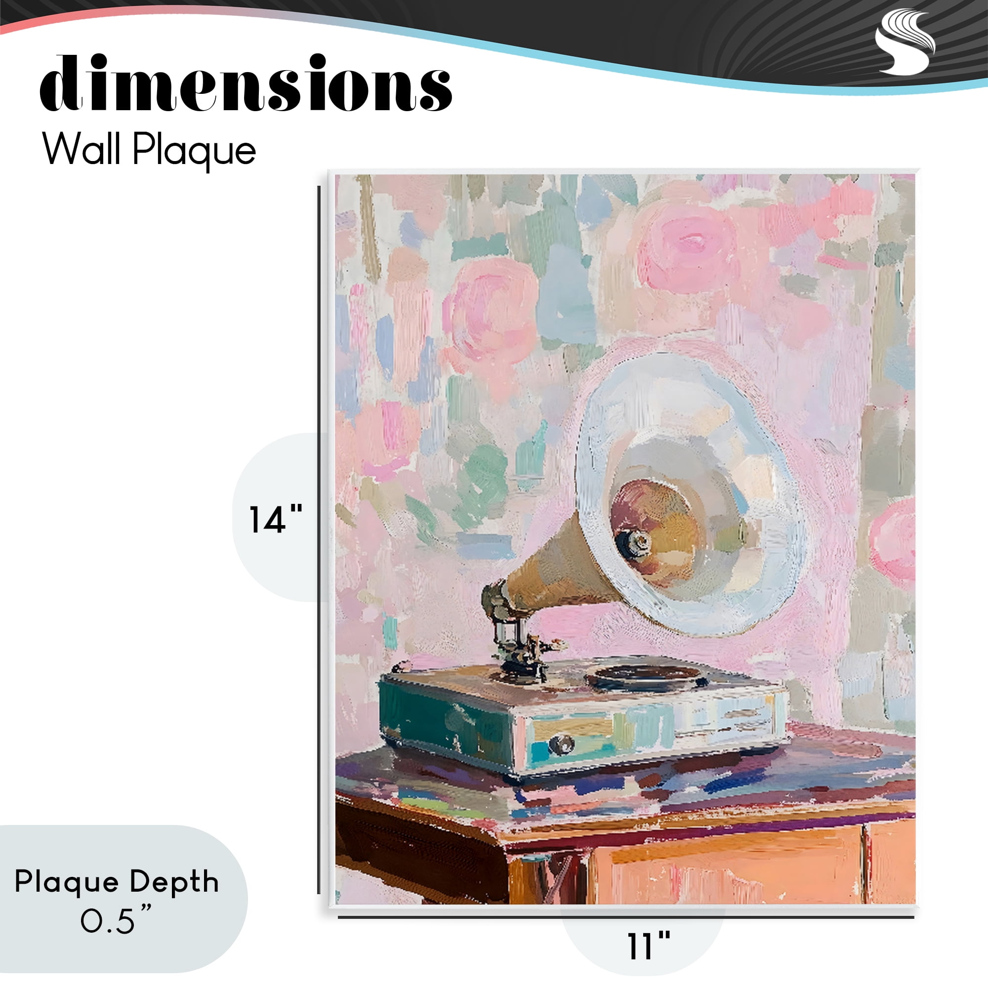 Stupell Industries Vintage Gramophone in Soft Pastels Wall Plaque Art, design by The Prints Vibe