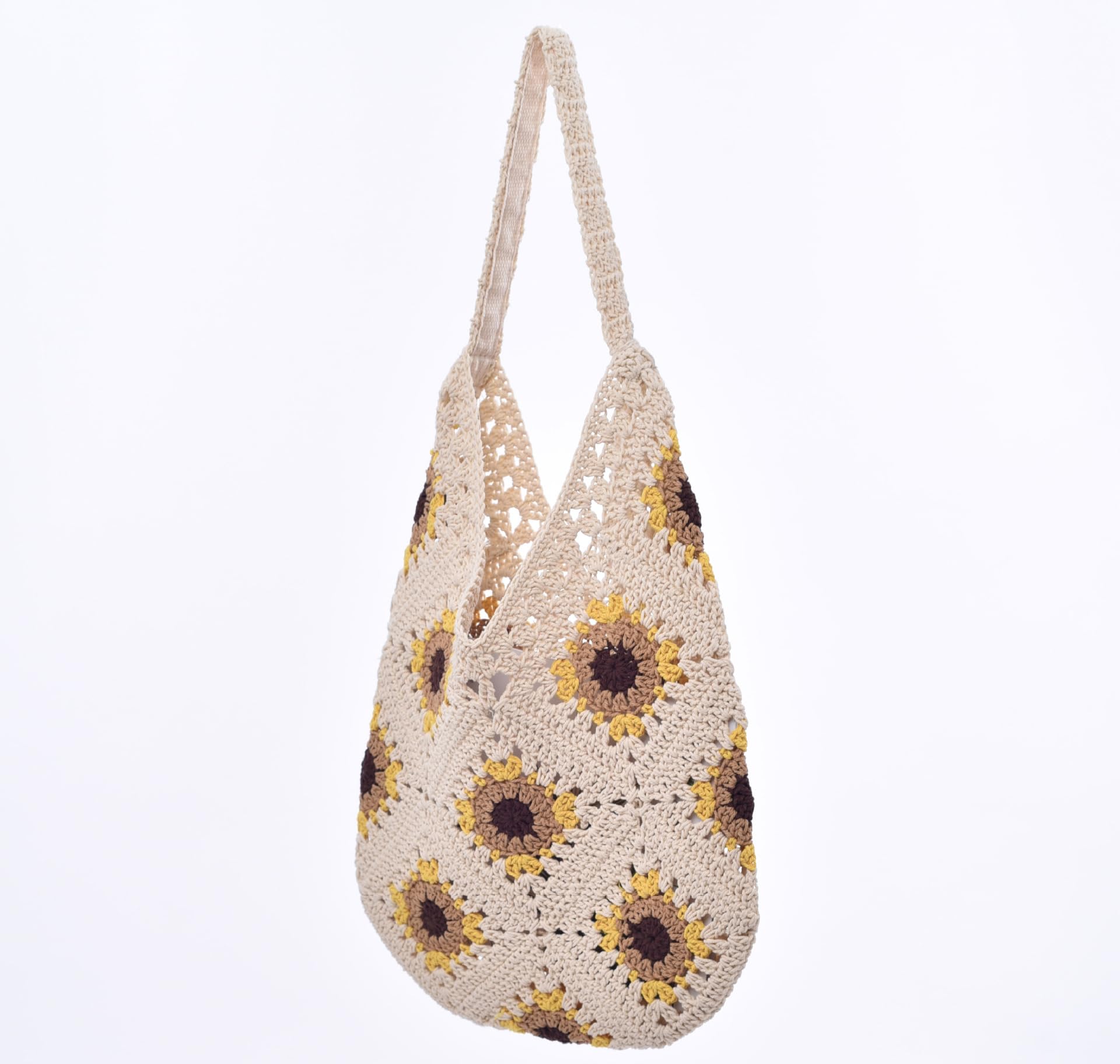 Beach Bag Crochet Bags for Women Knitted Beach Tote Beach Bags for Women Woven Purse Vacation Handbag for Summer(Khaki)
