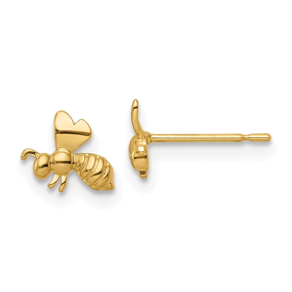 Tiny 14K Solid Gold Bees Small Earrings Baby Studs Girls Children Birthday Gift 