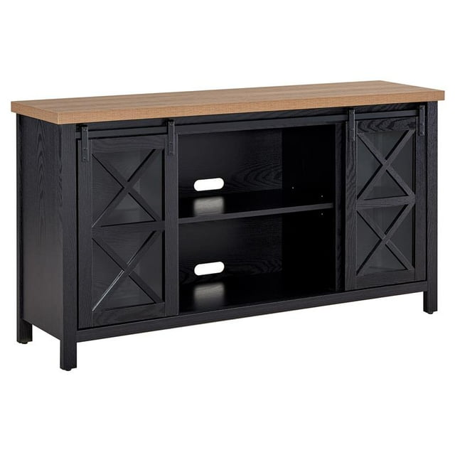Henn&Hart 58" Noir Grain/doré Brun/métal Meuble TV