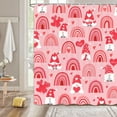 thumbnail image 2 of Valentines Day Gnomes Shower Curtain Blush Pink, Love Hearts Rainbow Romantic Bathroom Decor, Cute Chic Happy Valentines Day Retro 70s Style Fabric Bath Curtain with Hooks 72X72 Inches, 2 of 6