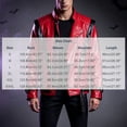 thumbnail image 3 of Mens Halloween Jackets Faux Leather Motorcycle Contrast Full Zipper Stand Up Collar Fashion Jacket Red L, 3 of 7