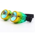 thumbnail image 2 of LELINTA Fation Rainbow Steampunk Goggles Rivet Laser Kaleidoscope Glasses Role Playing Round Glass Crystal Lens Silver Black Pink, 2 of 3
