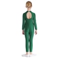 thumbnail image 2 of Kaerm Body de Danse pour Filles avec Strass Manches Longues Unitard Extensible Vert 14, 2 of 6