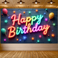 thumbnail image 7 of Decorative Design Happy Birthday Banner Neon Style Celebration Decoration Colorful Lights Display for Party Event Indoor, 7 of 7