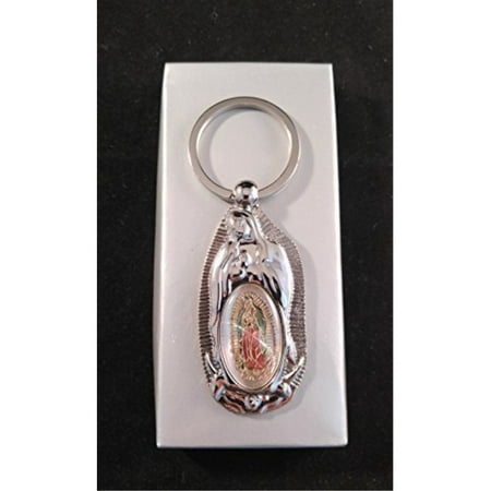 our lady of guadalupe, baptism/first communion memory gift silver key chains 12 party pack. recuerdos de mi bautizo / primera comunion nuestra virgen de guadalupe llaveros. by party supplies