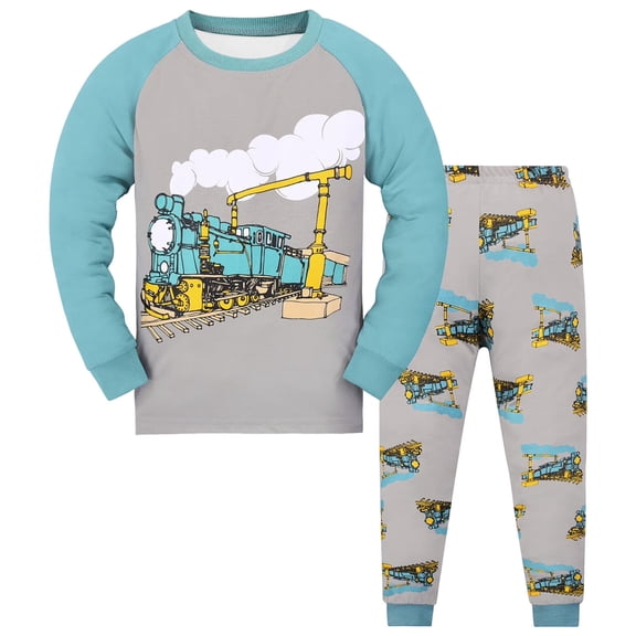 newwalpole Boys Pajamas 2 Pieces Pajama Set for Boy Dinosuar Long Set Sleepwear Soft & Cute for Kids Sky Blue for Size 4-5 Years
