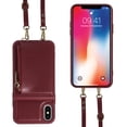 thumbnail image 3 of Nalacover RFID Blocking Wallet Case for iPhone X/XS, Shockproof PU Leather Magnetic Button Zipper Purse Card Slots & Kickstand Crossbody Phone Case with Shoulder & Wrist Strap,Winered, 3 of 12