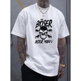 thumbnail image 1 of Camiseta informal para hombre con estampado de calavera oscura y letras, de poliéster transpirable, cuello redondo y manga corta, ideal para todas las estaciones. Ideal para adultos, hombres, mujeres,, 1 of 7