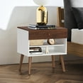 thumbnail image 4 of Costway Table de Chevet Table d'Extrémité Table d'Appoint Tiroir Étagère de Rangement Style Mi-Siècle Pied en Bois de Caoutchouc, 4 of 10