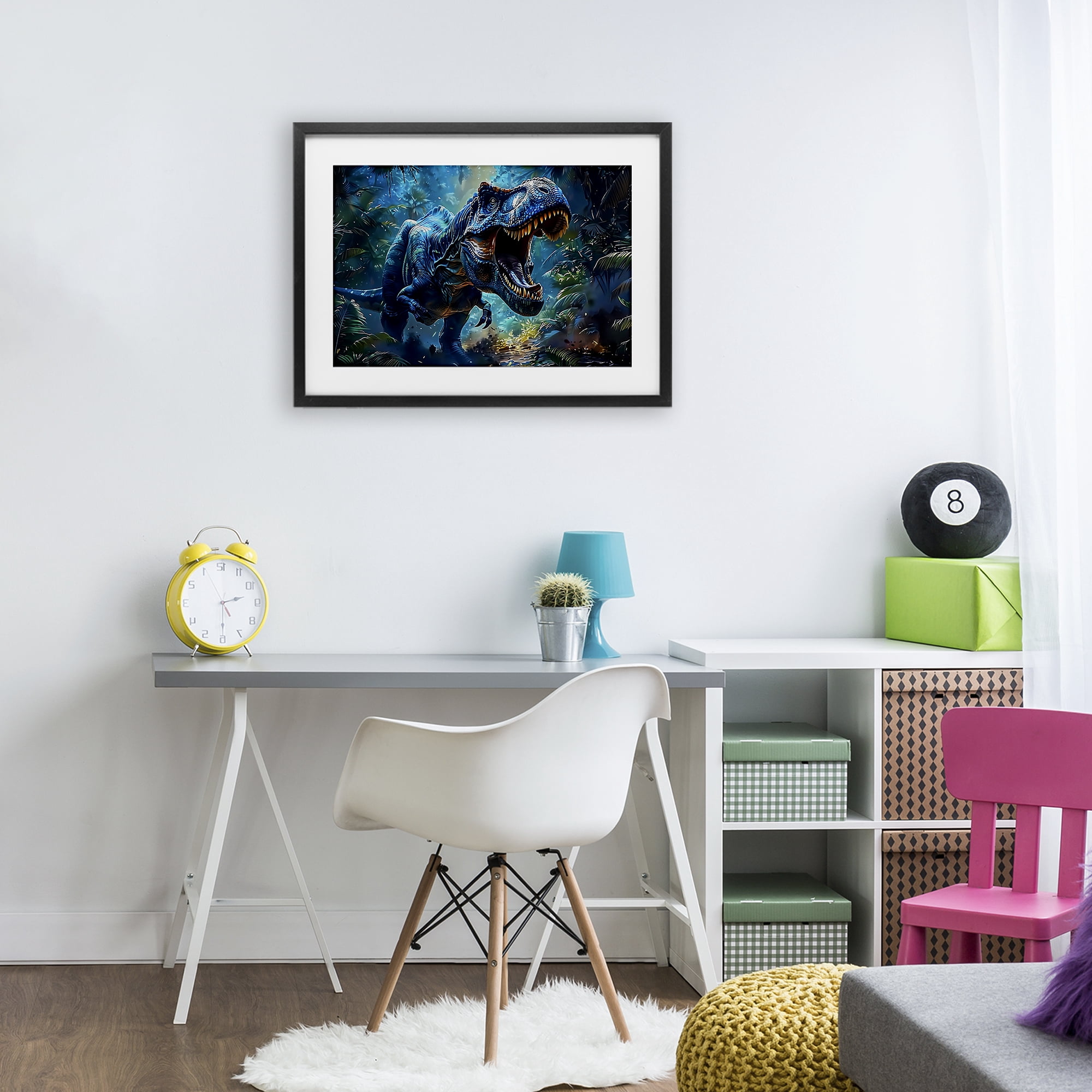 Stupell Industries Blue Toned Dinosaur Roar Black Framed Print Under Glass, design by Creative Studio