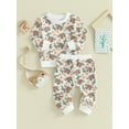thumbnail image 3 of Suealasg Baby Boys Girls Western Tracksuit Outfits Clothes 6M 1T 2T 3T Kids Long Sleeve Cow Flower Cactus Print Sweatshirt and Sweatpants 2 Piece Casual Autumn Clothing for Toddler Children Boys, 3 of 9