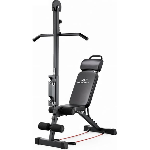 12-in-1 Home Gym LAT Pull Down & High Pulley System - Full Body Training Machine for Back, Chest, Arms & Tricep Workouts (Included Free Training Poster)