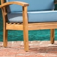 thumbnail image 3 of Noble House Peyton Outdoor Wooden Club Chairs w/ Red Cushions (Set of 2), 3 of 5