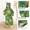 thumbnail image 4 of Dailycode Wearable Blanket Hoodie Oversized Sherpa Flannel Blankets with Pocket for 3-14 Year Old Cartoon Pineapple and Tropical Leaves, 4 of 7