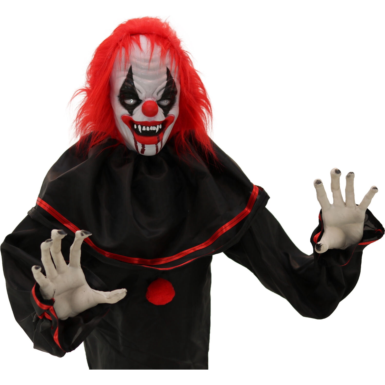 Haunted Hill Farm 5 ft Animatronic Hell Raiser Clown, Indoor/Covered Outdoor Halloween Decoration, HHCLOWN-20FSA