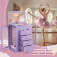 thumbnail image 5 of Music Jewelry Box for Girls, 5 Layer Musical Jewelry Organizer with Spinning Dancer for Kids Christmas New Year Birthday Gifts,Purple, 5 of 8
