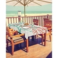 thumbnail image 2 of Teal Red Coral Outdoor Tablecloth - 60x84 Inch Rectangle Table Cover, Summer Ocean Nautical Coastal Rustic Burlap Waterproof Outdoor Table Cloth with Umbrella Hole & Zipper for Picnic/Patio/Party, 2 of 6